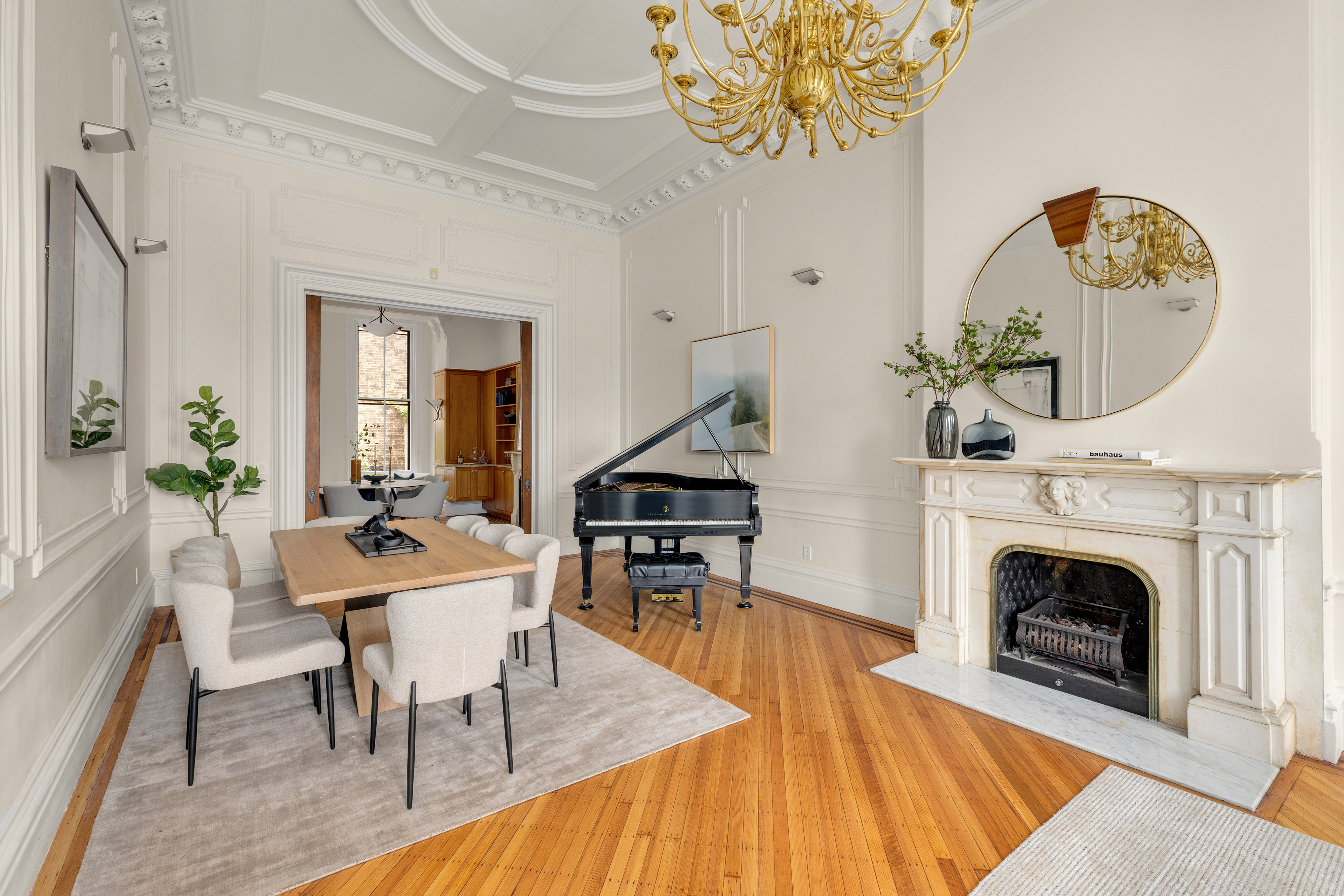 75 Columbia Heights Brooklyn, NY 11201 - Photo 5 of 29 a living room with furniture a fireplace and a table