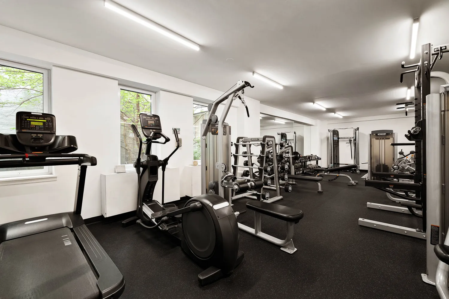 a view of a room with gym equipment