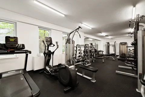 a view of a room with gym equipment