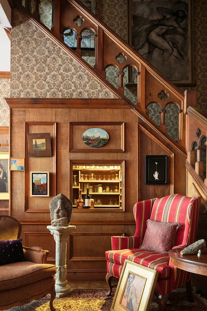 a living room with furniture