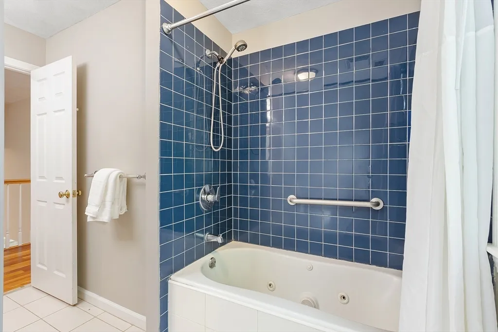 a bathroom with a bathtub