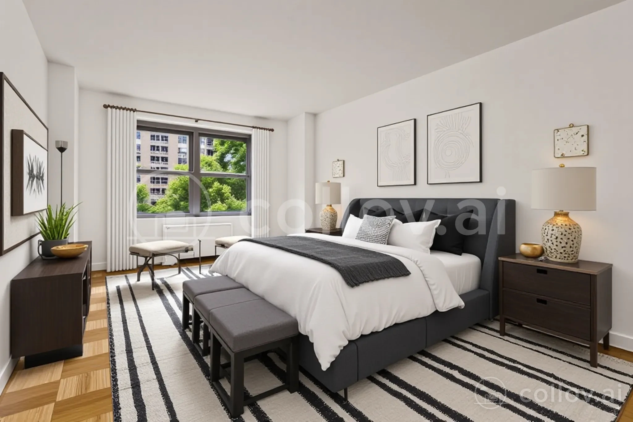 180 West End Avenue, Unit 5H Manhattan, NY 10023 - Photo 10 of 18 a bedroom with a bed and wooden floor