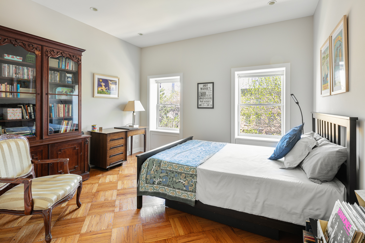 380 3rd Street, Unit PARLOR Brooklyn, NY 11215 - Photo 16 of 19 a bedroom with a bed and wooden floor