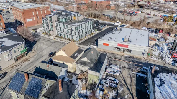 an aerial view of a house