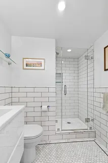 a bathroom with a toilet a sink and shower