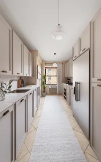 a open kitchen with stainless steel appliances granite countertop a refrigerator and a sink