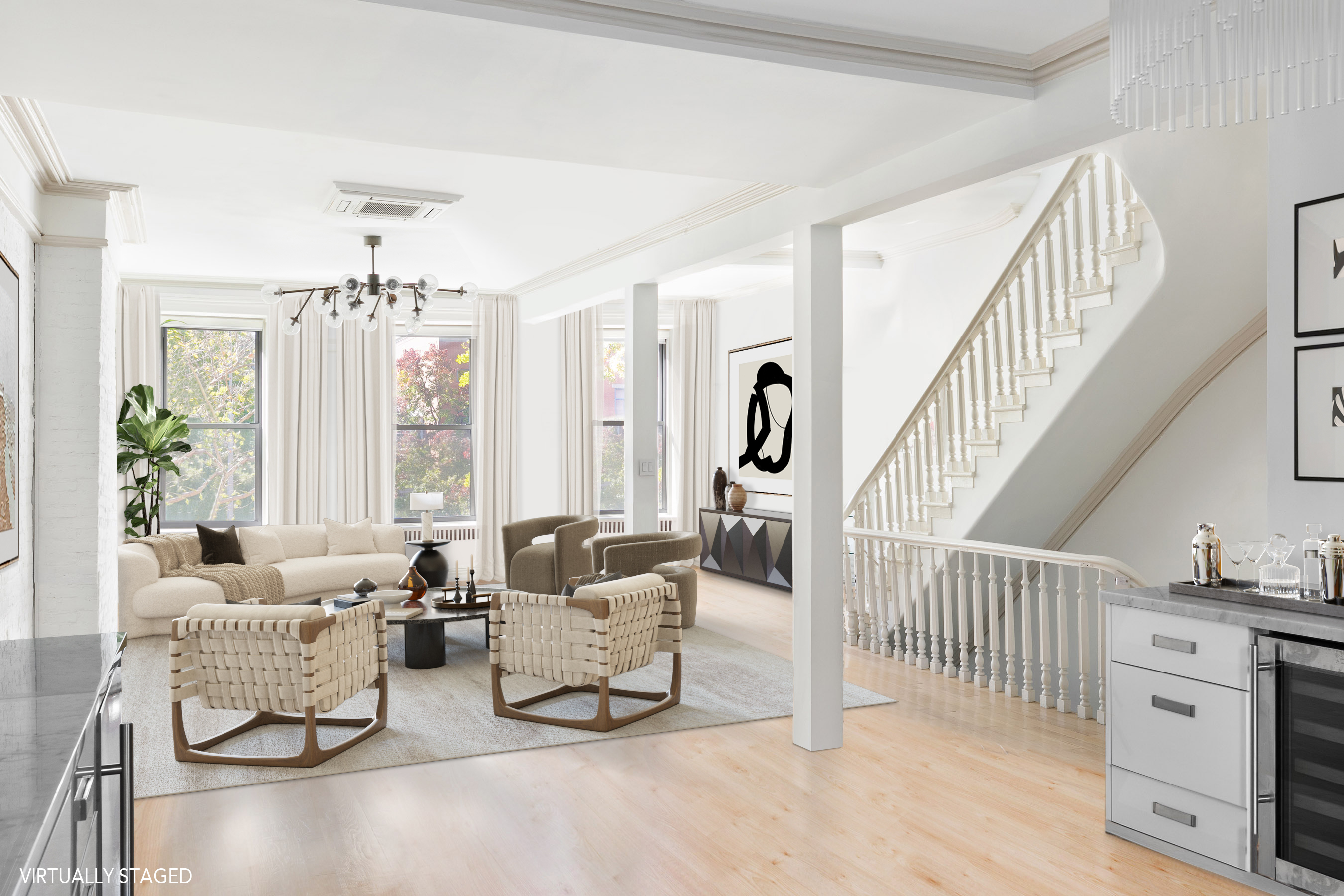 355 Pacific Street Brooklyn, NY 11217 - Photo 3 of 13 a living room with furniture and a chandelier