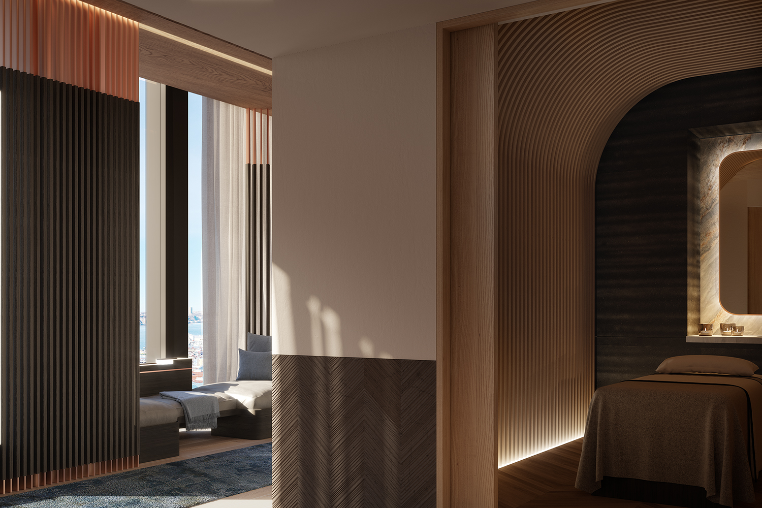 35 Hudson Yards, Unit 6201 Manhattan, NY 10001 - Photo 26 of 32 a view of a balcony with chair and door