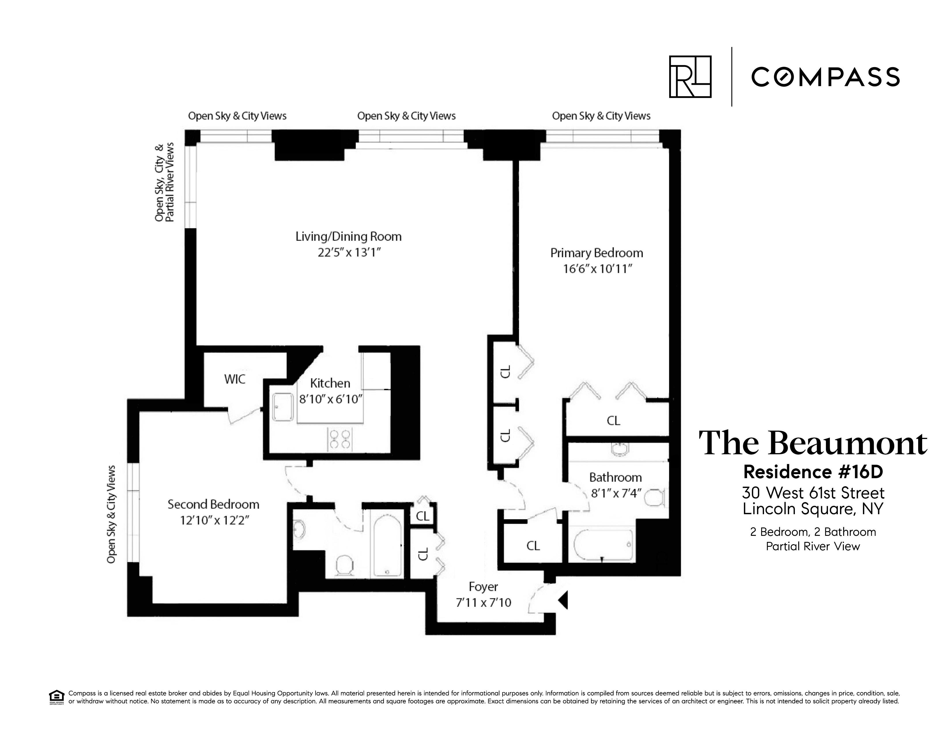 30 West 61st Street, Unit 16D Manhattan, NY 10023 - Photo 12 of 12 a picture of a floor plan