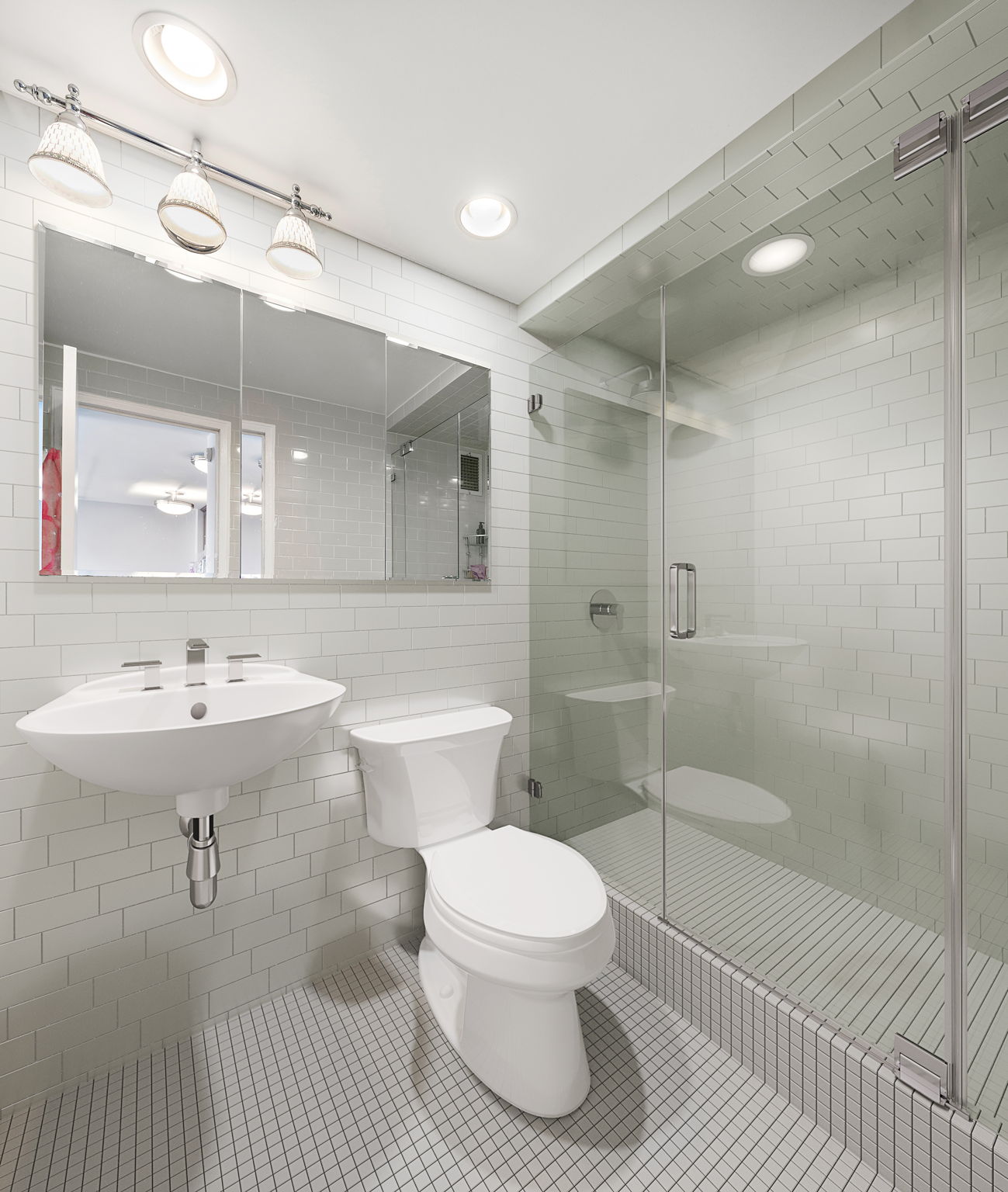 380 Mountain Road, Unit 1906 Union City, NJ 07087 - Photo 10 of 18 a bathroom with a sink toilet a mirror and shower