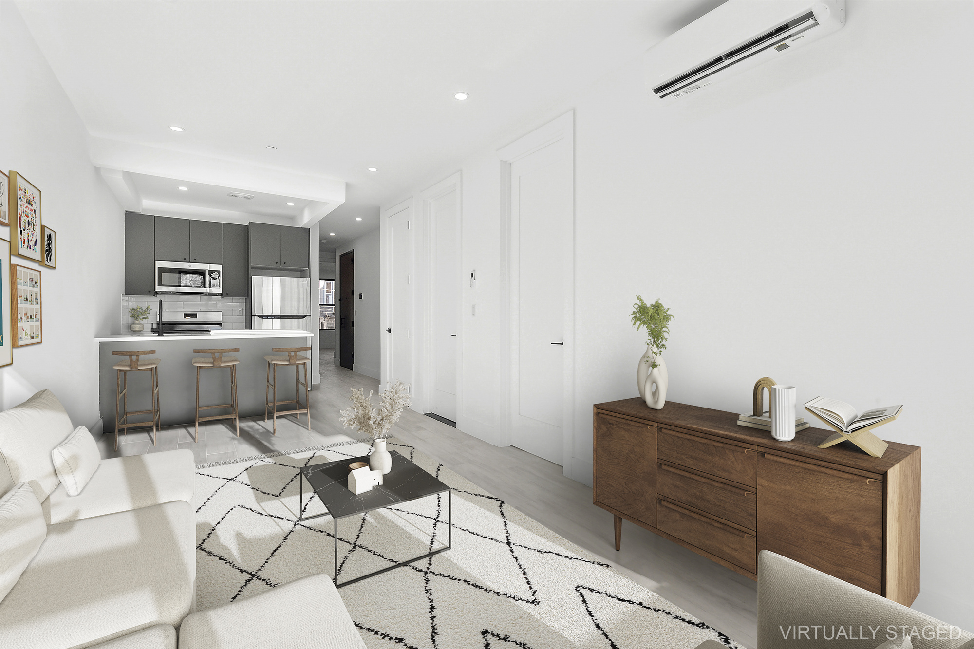 893 Knickerbocker Avenue, Unit 2 Brooklyn, NY 11207 - Photo 3 of 11 a living room with furniture and kitchen view