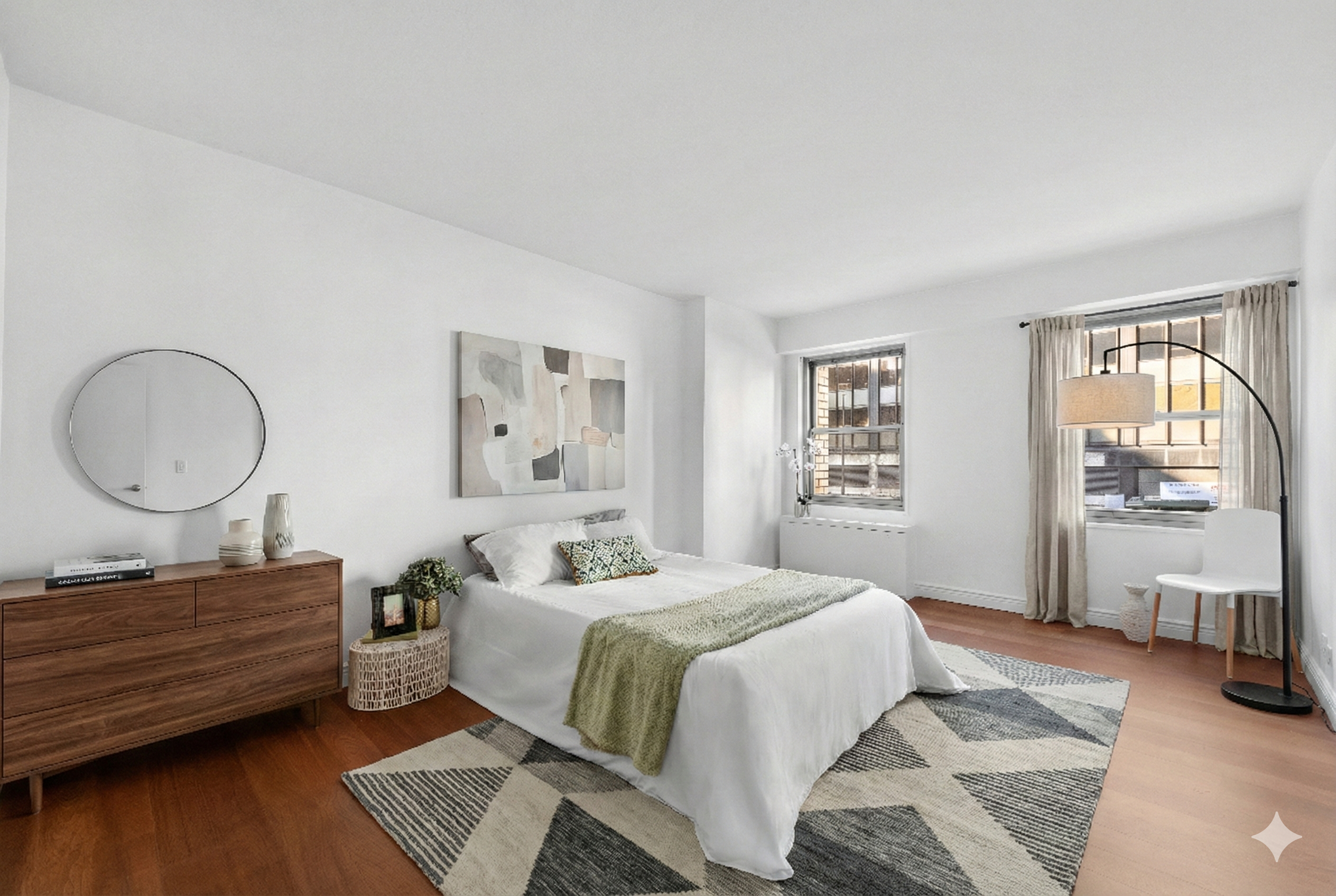 400 East 56th Street, Unit 3D Manhattan, NY 10022 - Photo 11 of 24 a bed room with a bed mirror and a window