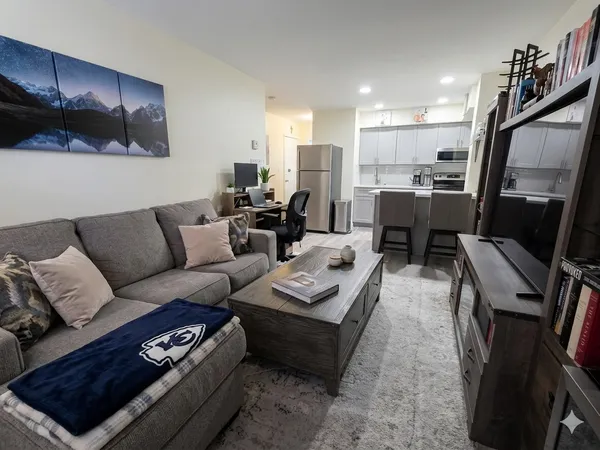 a living room with furniture