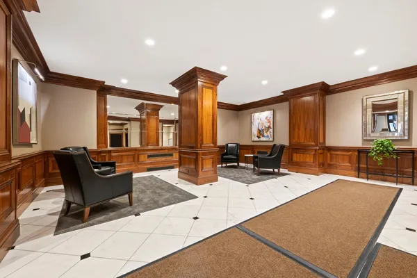 a view of a living room and dining room