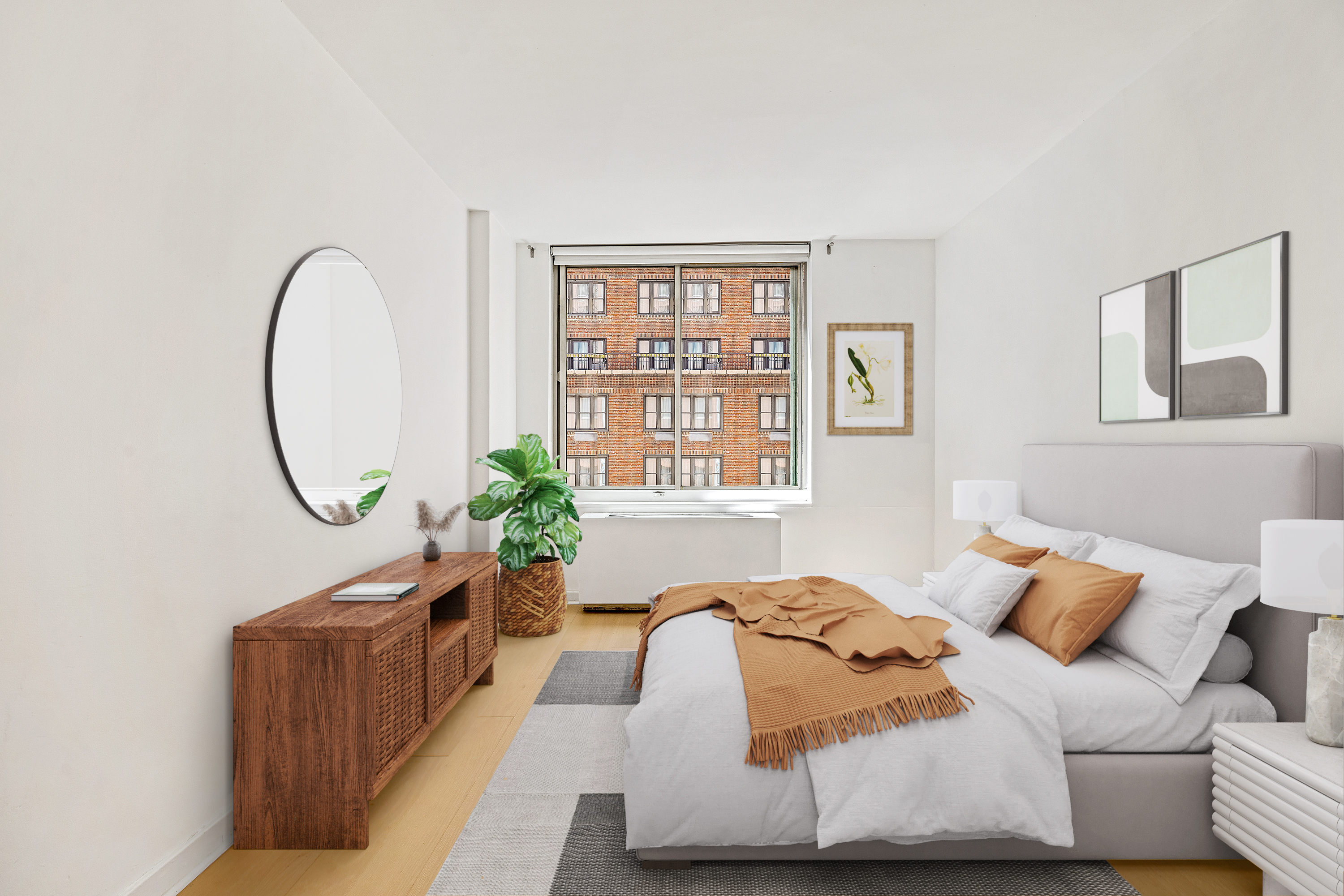 145 East 48th Street, Unit 8D Manhattan, NY 10017 - Photo 4 of 8 a bed sitting in a bedroom next to a window