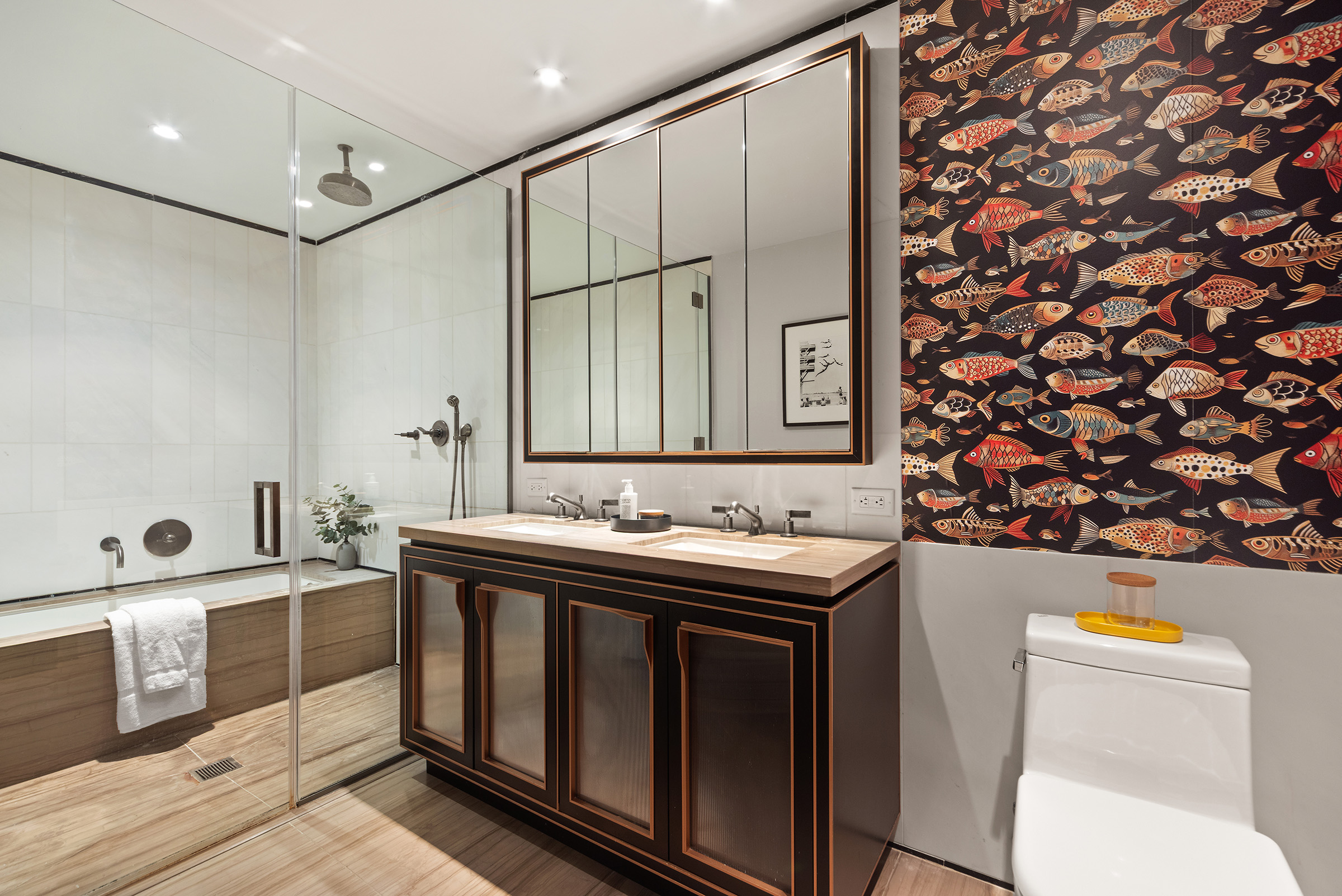 51 Jay Street, Unit 5J Brooklyn, NY 11201 - Photo 8 of 23 a bathroom with a sink a toilet and a mirror