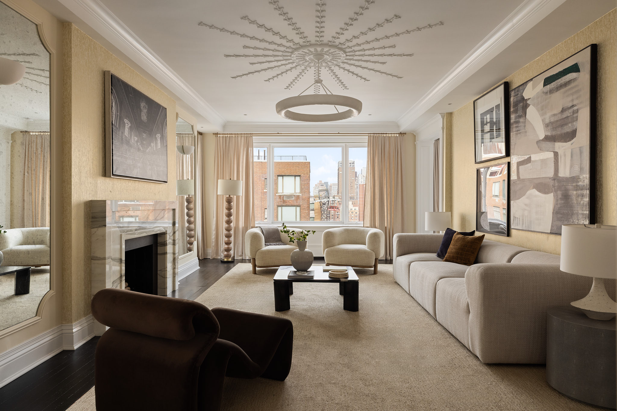 350 East 57th Street, Unit 15B Manhattan, NY 10022 - Photo 2 of 20 a living room with furniture and a fireplace