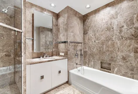 a bathroom with a sink and a bathtub