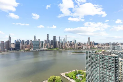 a view of a city with lake