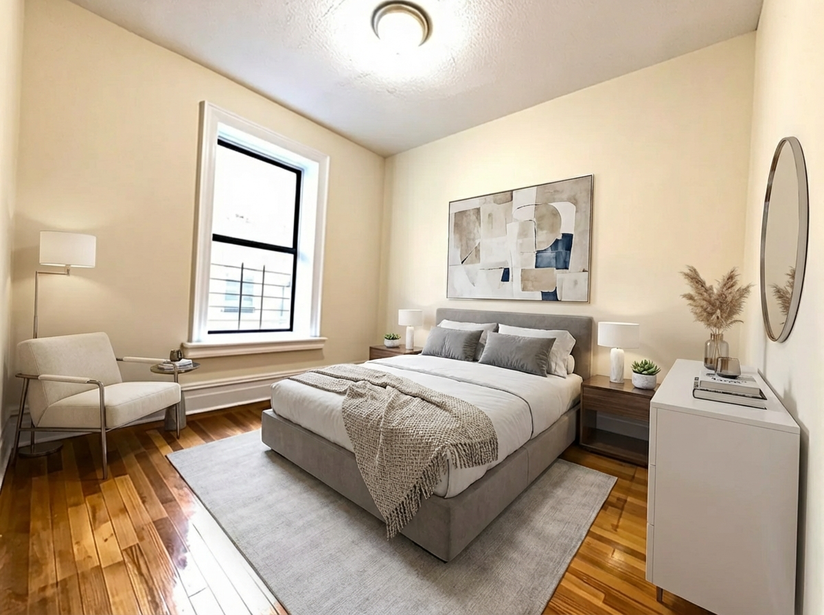 153 Vermilyea Avenue, Unit 4B Manhattan, NY 10034 - Photo 5 of 9 a bedroom with a bed and a window
