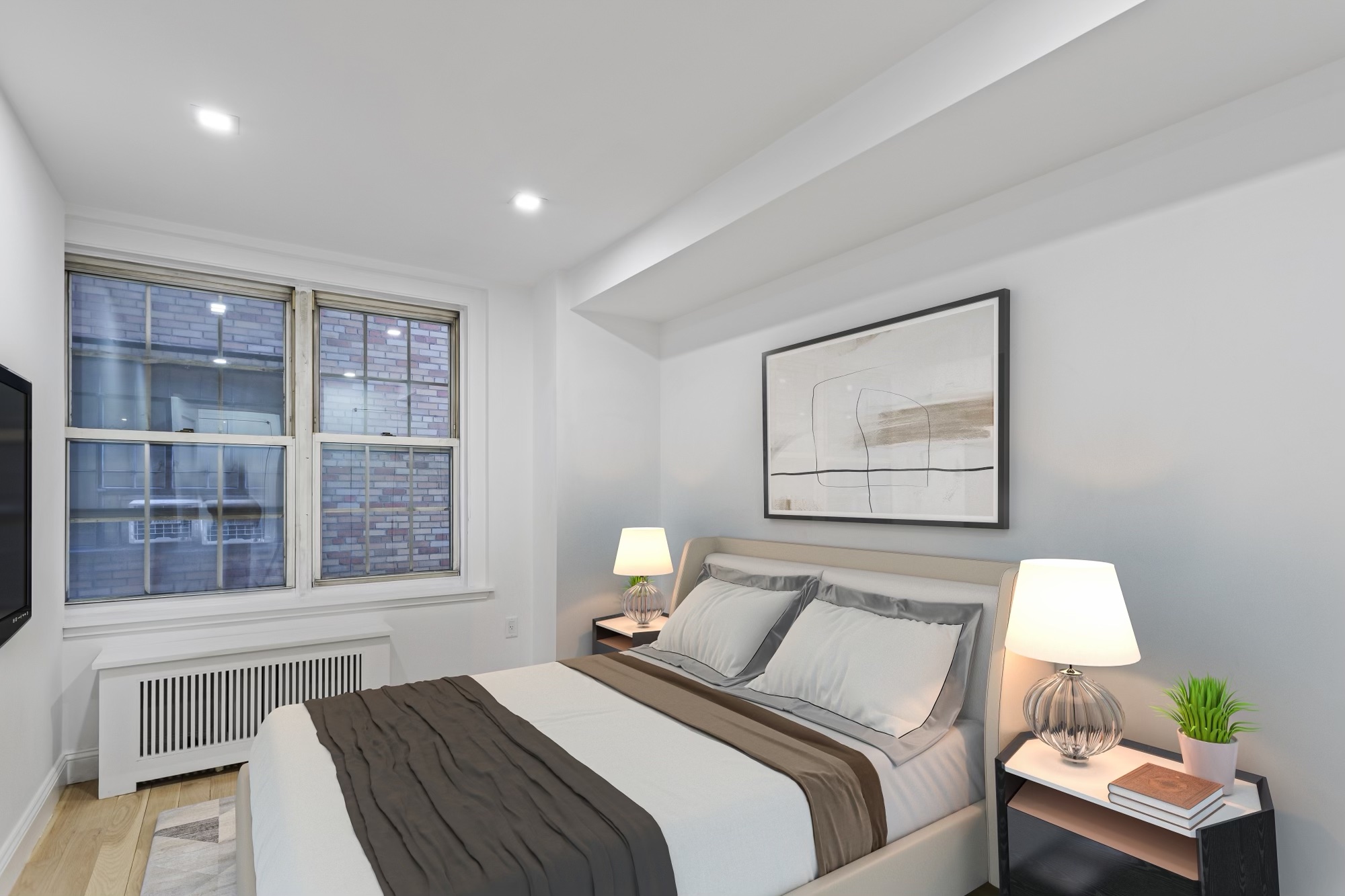 16 Park Avenue, Unit 6CD Manhattan, NY 10016 - Photo 5 of 12 a bedroom with a bed and wooden floor