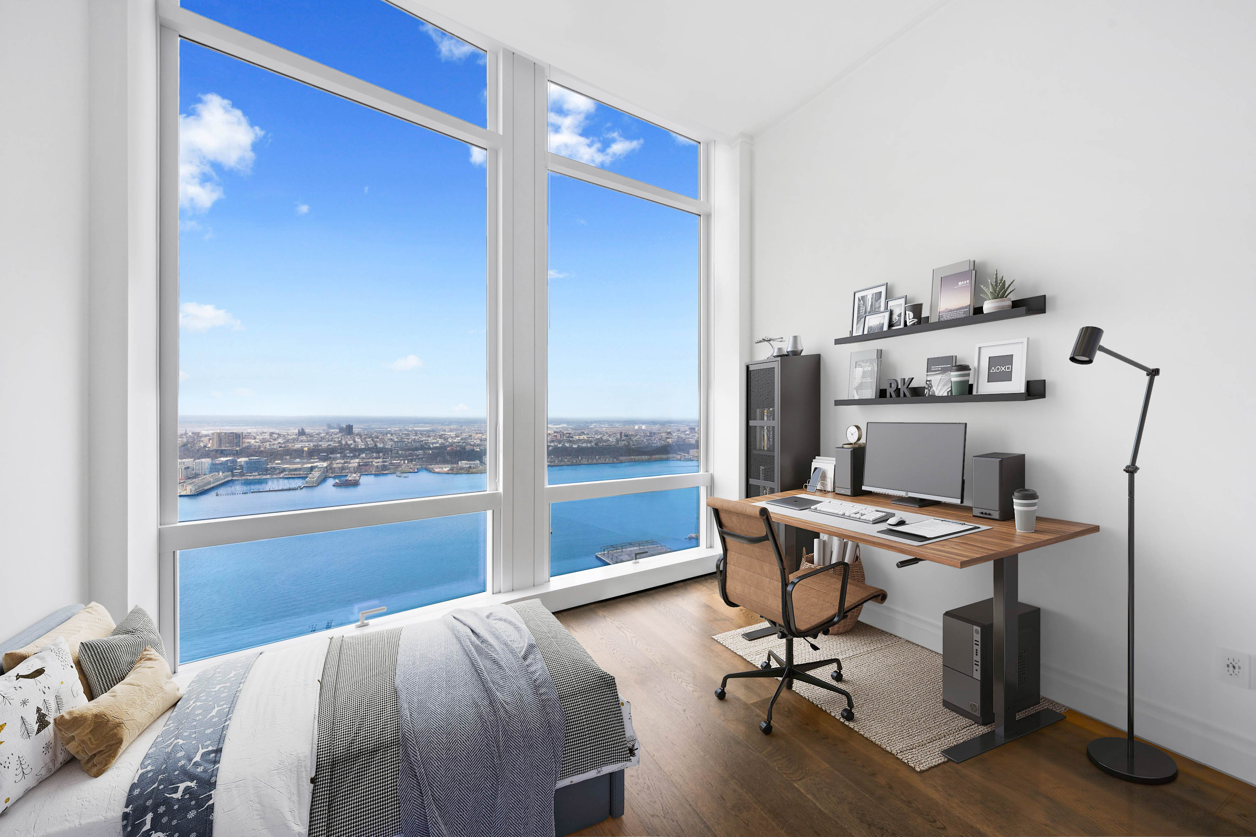 35 Hudson Yards, Unit 6201 Manhattan, NY 10001 - Photo 9 of 32 a view of a workspace with furniture and a window