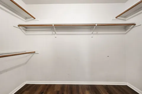 a view of a room with racks on the wall