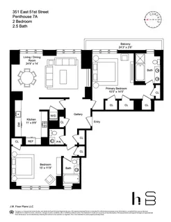 $2,650,000 | 351 East 51st Street, Unit PH7A | Midtown East