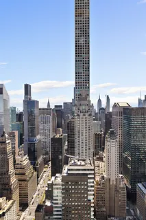 a city view with tall buildings