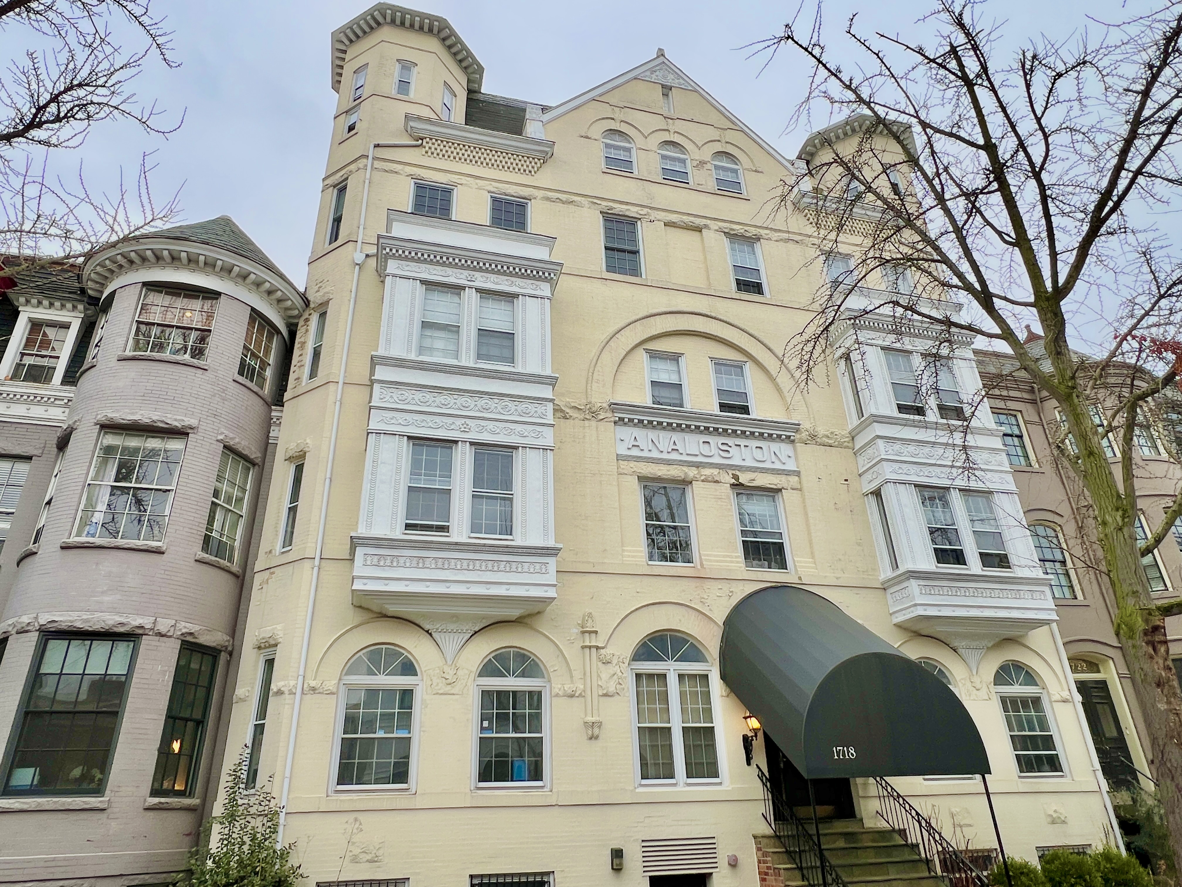 a front view of a multi story residential apartment building