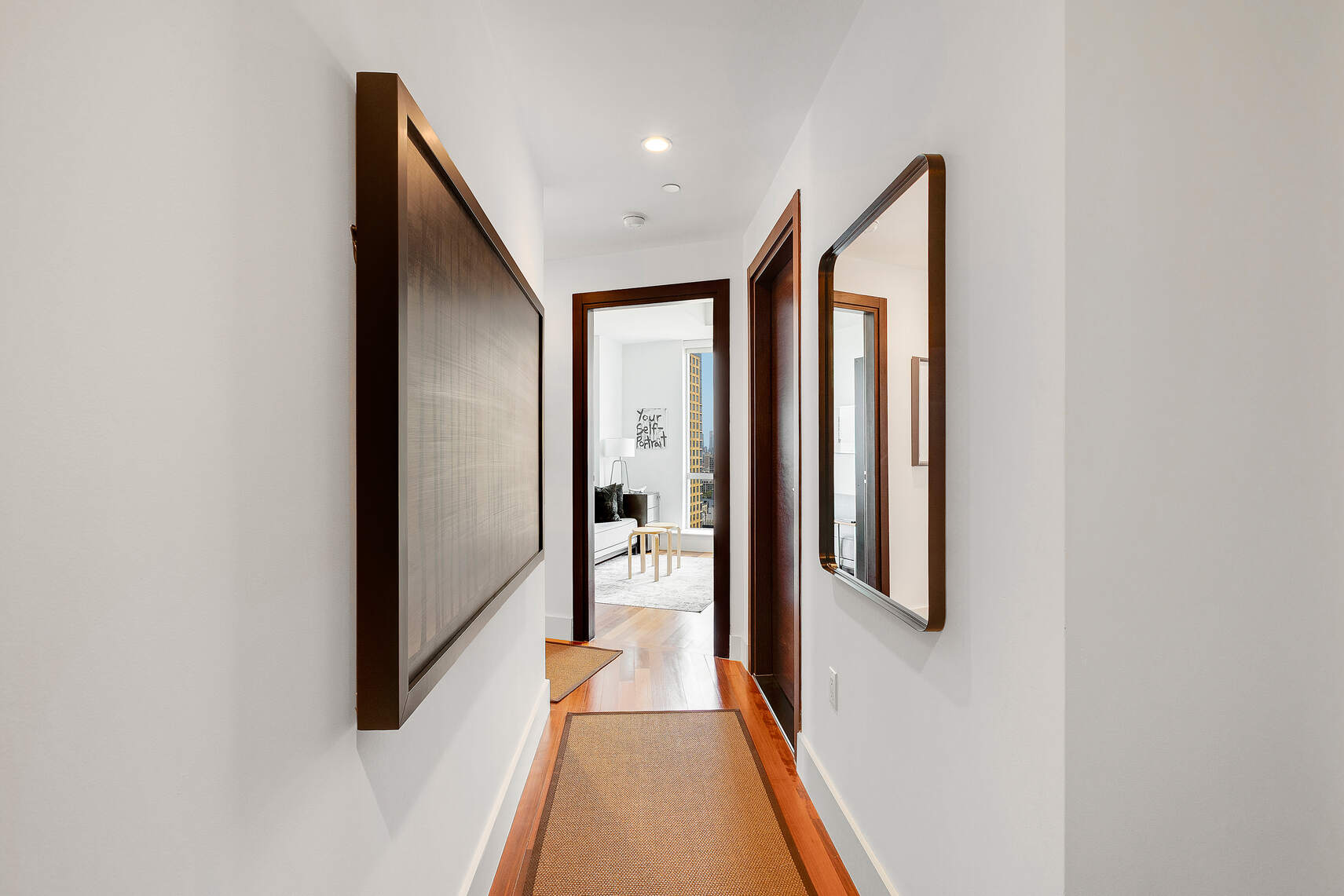 150 Myrtle Avenue, Unit 2503 Brooklyn, NY 11201 - Photo 6 of 28 a view of a hallway with wooden floor and staircase