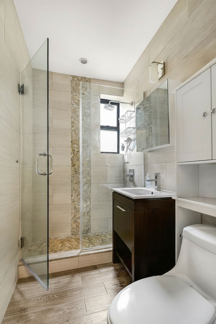 48 West 138th Street, Unit 6A Manhattan, NY 10037 - Photo 4 of 9 a bathroom with a sink toilet and shower