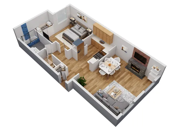 a living room with furniture