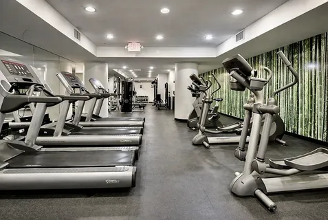 a view of a room with gym equipment