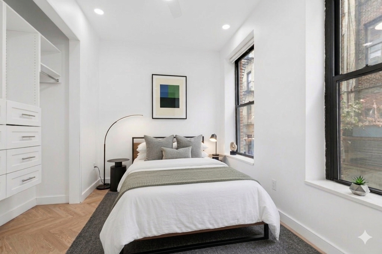 248 East 7th Street, Unit 3/4 Manhattan, NY 10009 - Photo 5 of 11 a bedroom with a bed and a window