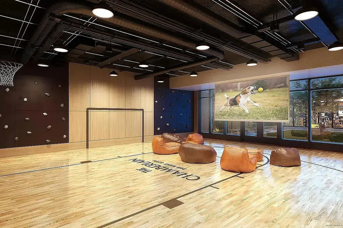 a outdoor space with lots of furniture and shower