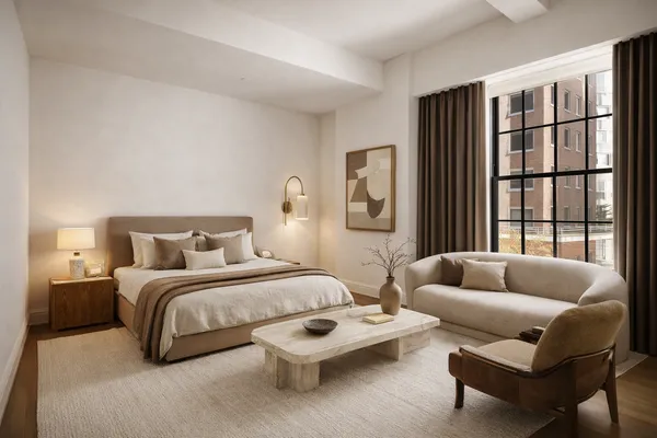 a bedroom with furniture and a couch
