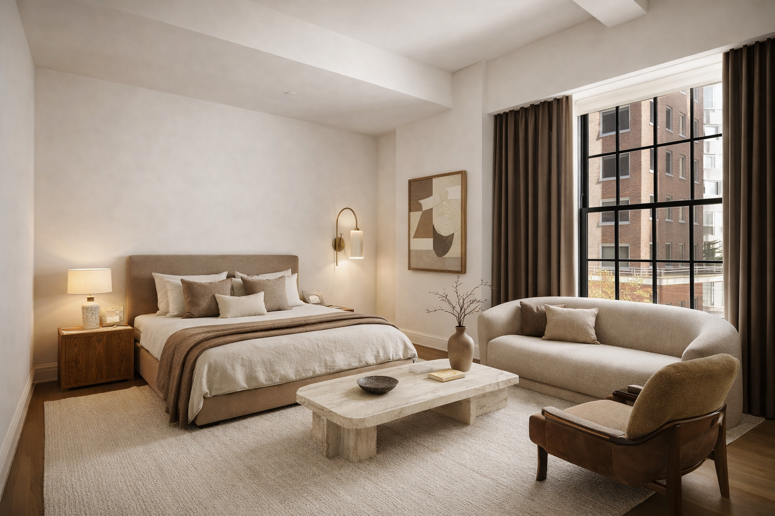 160 West 12th Street, Unit 26 Manhattan, NY 10011 - Photo 3 of 10 a bedroom with furniture and a couch