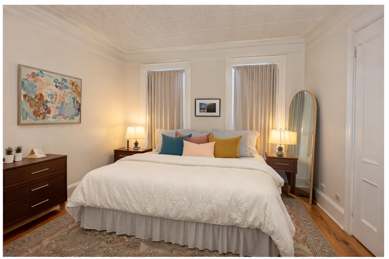 481 9th Street, Unit 4 Brooklyn, NY 11215 - Photo 15 of 33 a bedroom with a bed and a painting on the wall