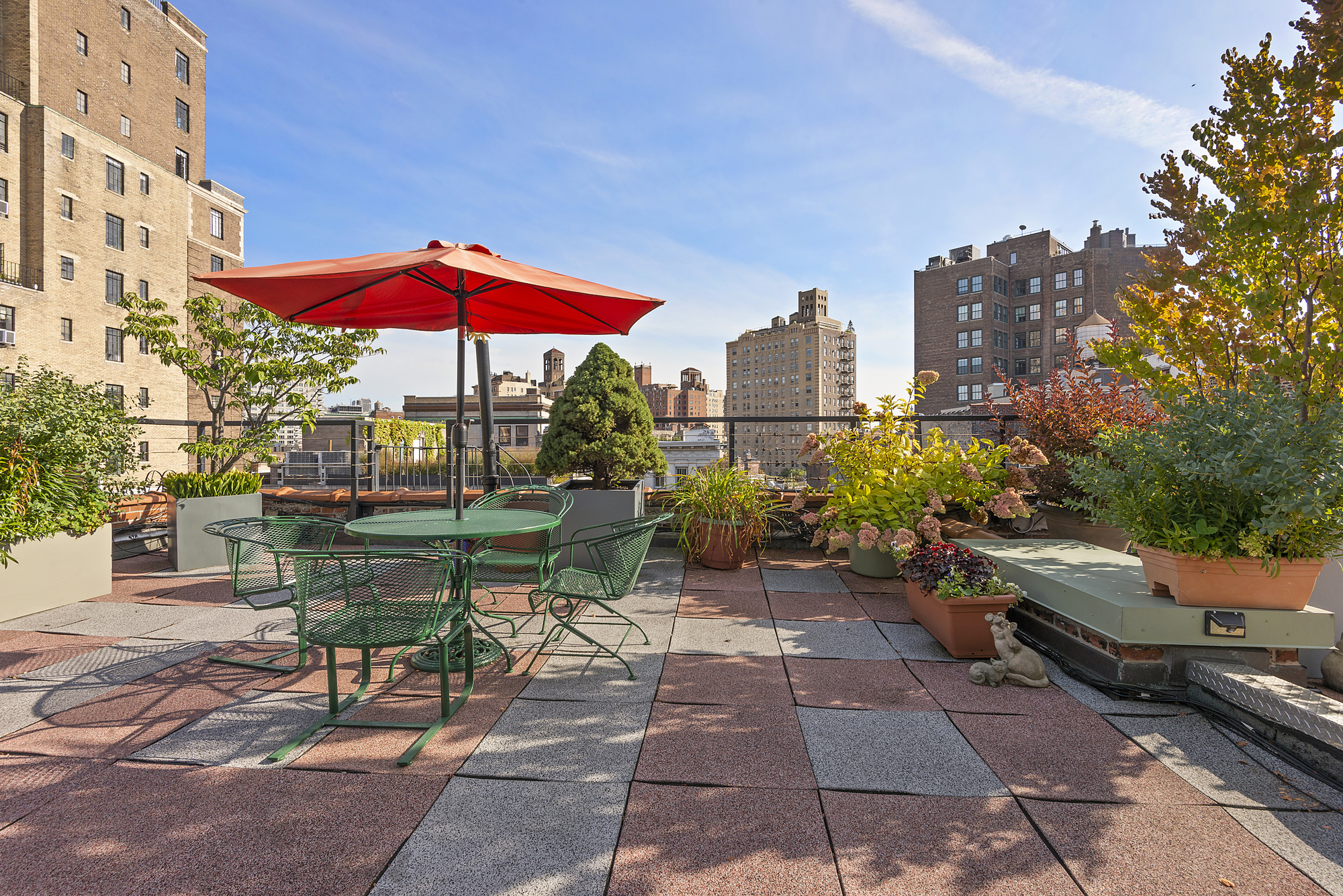 138 West 10th Street, Unit 2RW Manhattan, NY 10014 - Photo 6 of 10 a view of a patio with a table and chairs under an umbrella