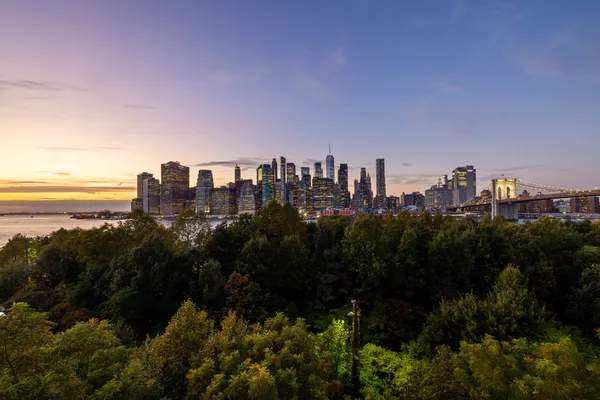 a view of a city with tall buildings in the background