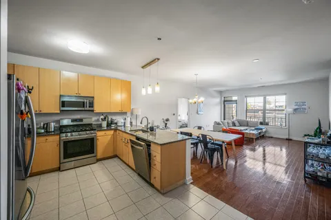 a kitchen with lots of counter top space