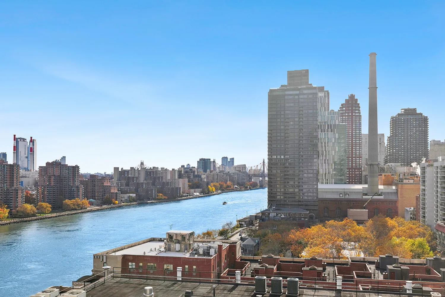 a view of a city with tall buildings