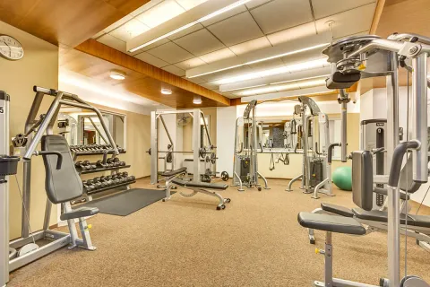 a view of a room with gym equipment