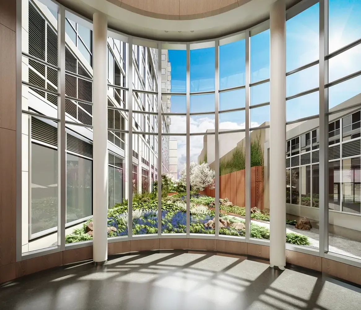 a view of a garden with entryway