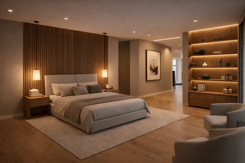 a spacious bedroom with a bed and window