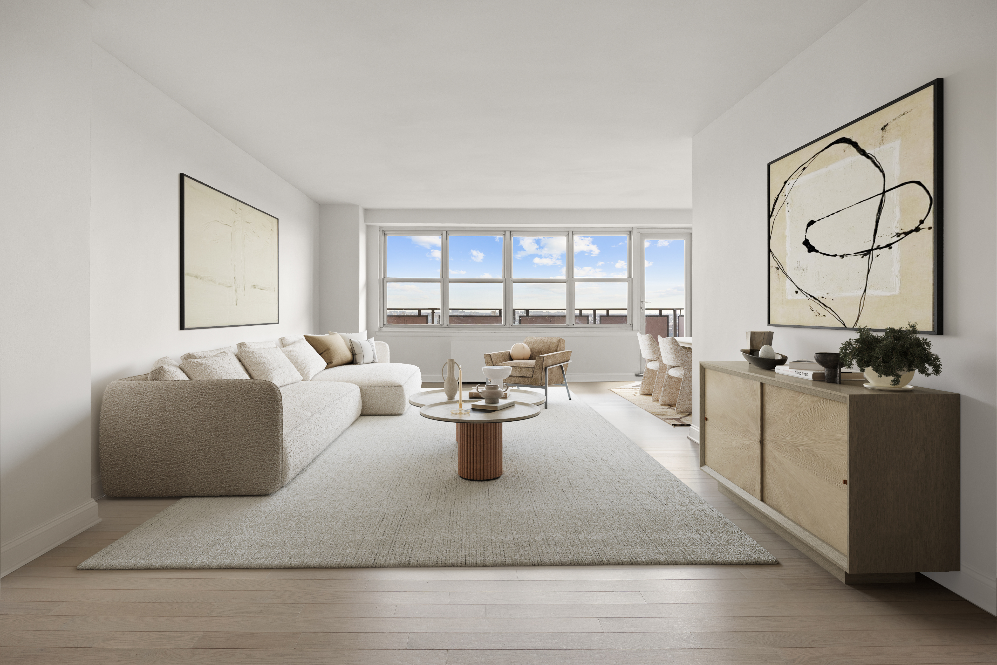 135 Ocean Parkway, Unit 16N Brooklyn, NY 11218 - Photo 2 of 16 a living room with furniture large window and white walls