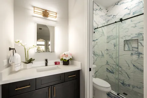 an aerial view of house with yard