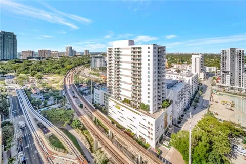 a city view with tall buildings