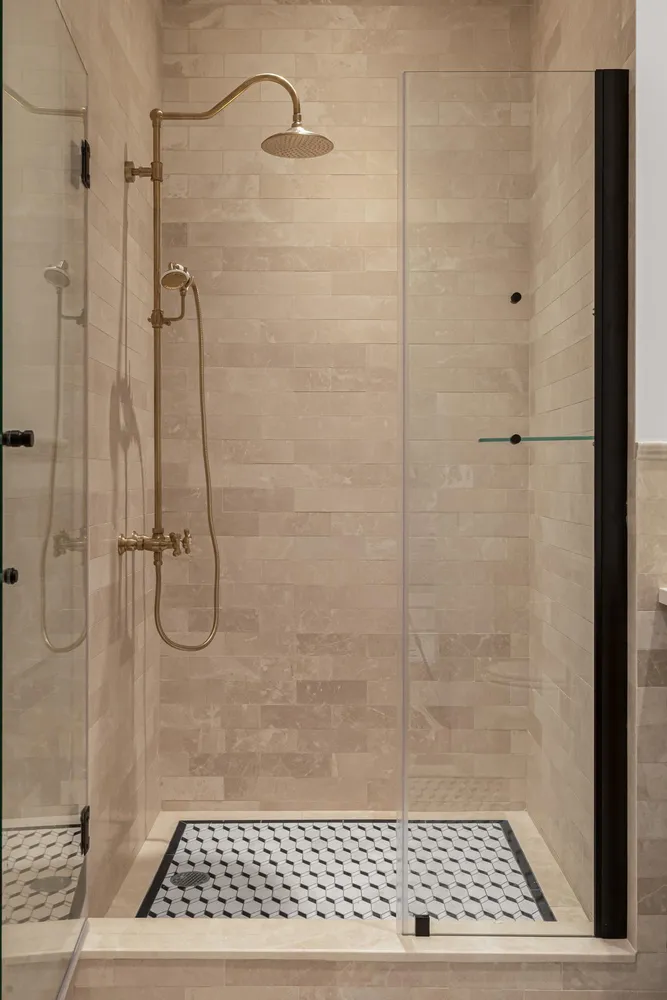 a bathroom with a shower